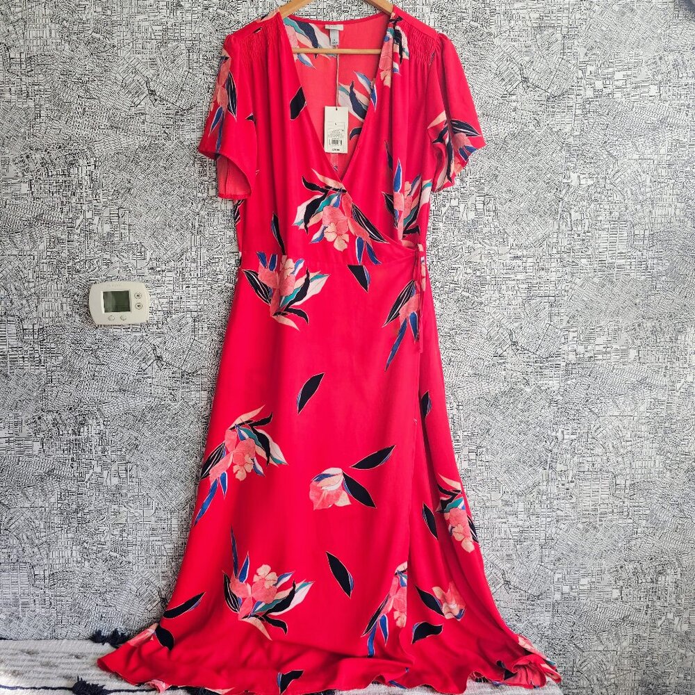New Day Red Floral Wrap Dress